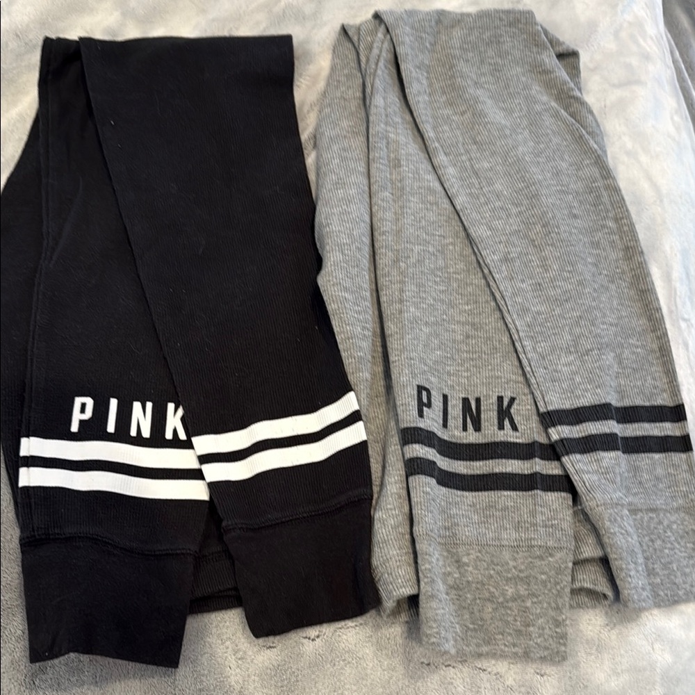 PINK Victoria's Secret Adult Leggings - Black and Gray-Each small